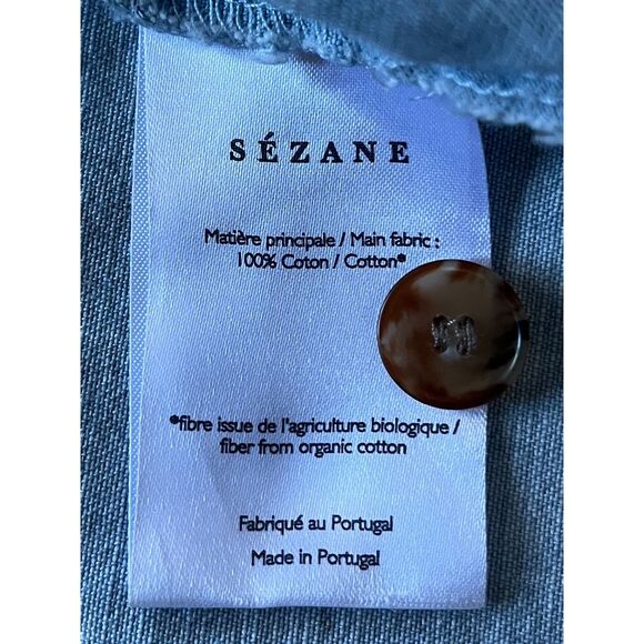 SEZANE Blue Denim Button Up Belted Midi Dress   Women's Size 34 - Picture 5 of 8
